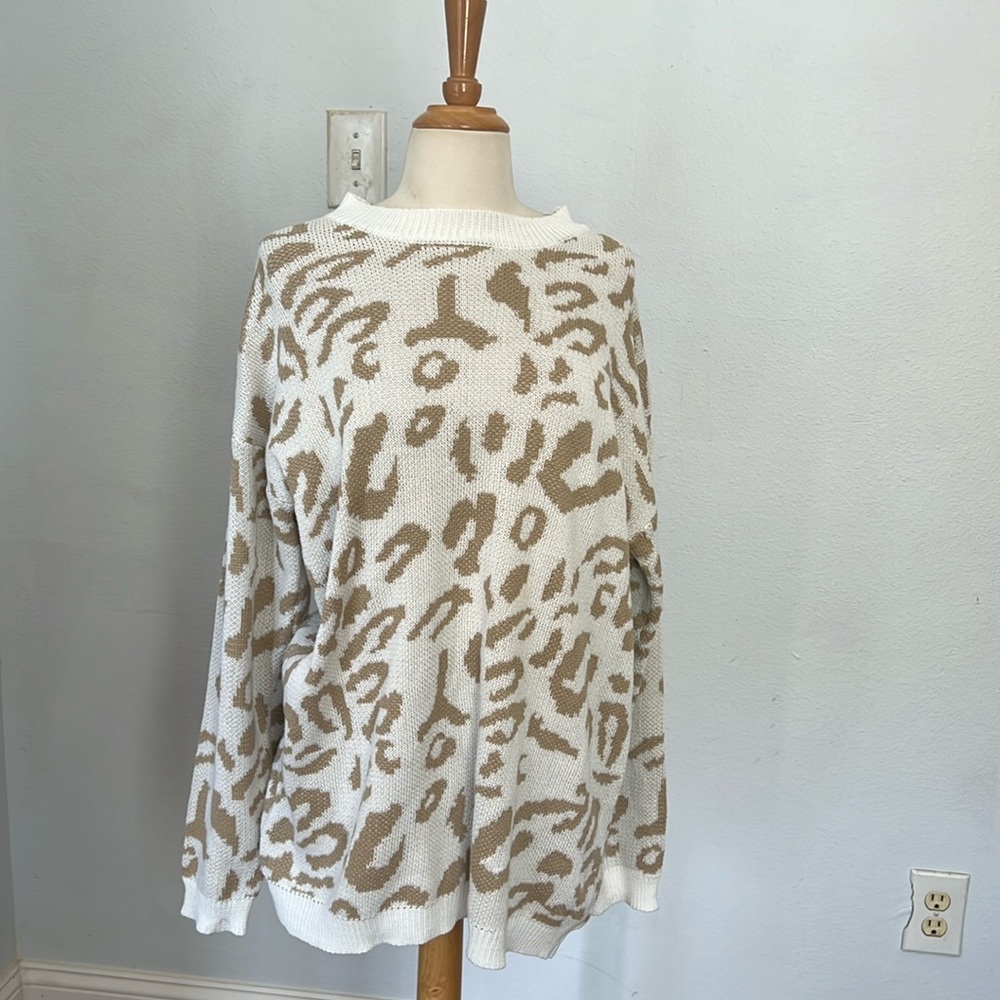 C+D+M.Collection Boho Sweater Animal Print Oversized‎ Size S
